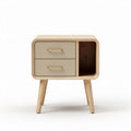 Table de chevet en bois avec deux tiroirs couleur beige dimensions 40 x 40 x 50cm