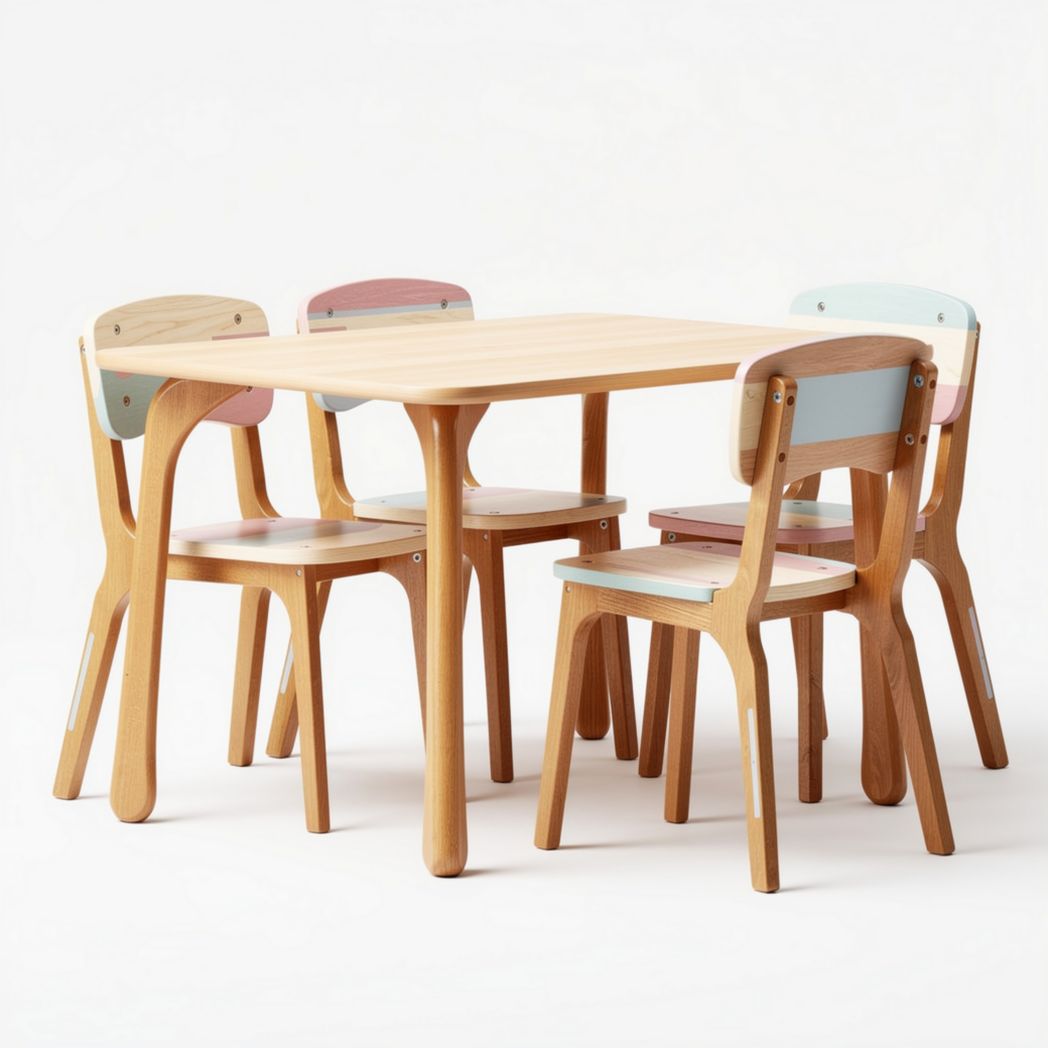 Table en bois avec chaises assorties pour enfants dimensions 120 x 80 x 75cm