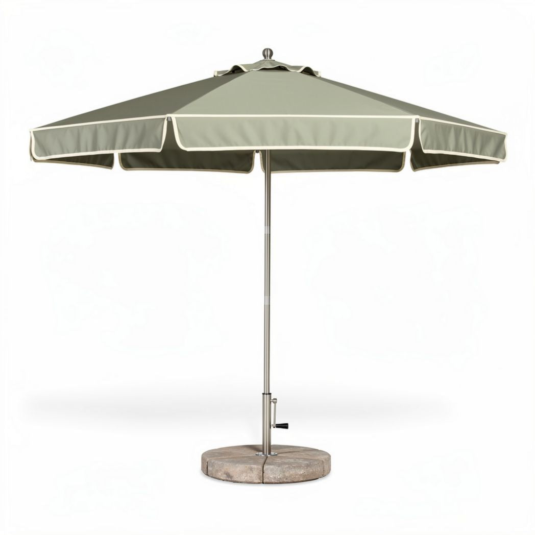 Parasol en polyester 200 x 200 x 250 cm avec support en béton gris