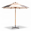 Parasol en bois de 270 x 270 x 250 cm pour terrasse avec toile beige et marron