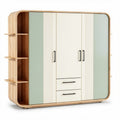 Armoire en bois avec portes à panneaux vert pastel et rangement intégré 150 x 40 x 100cm