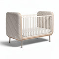 Lit pour bébé en bois et tissu rembourré 120 x 60 x 85 cm gris clair