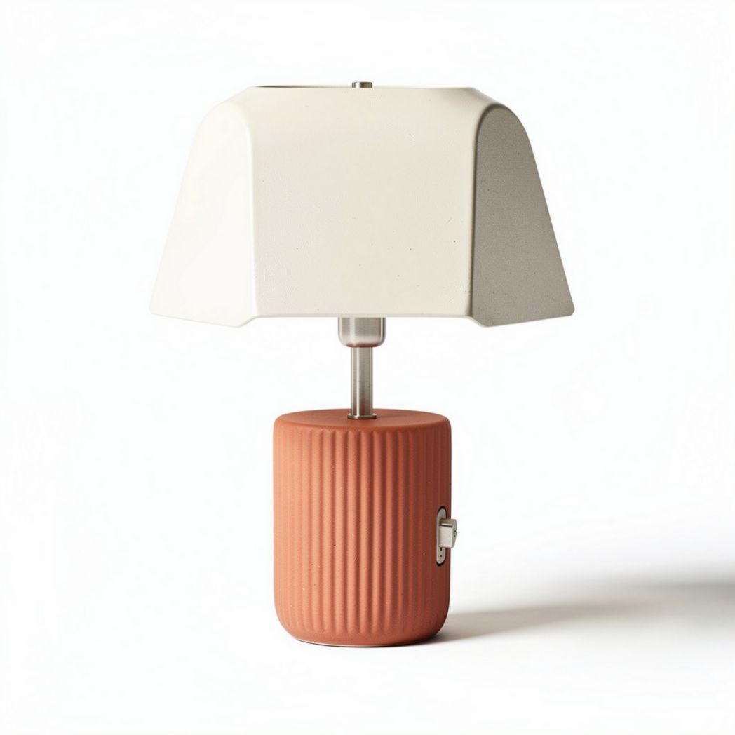 Lampe de table en céramique orange et abat-jour blanc 20 x 20 x 40cm