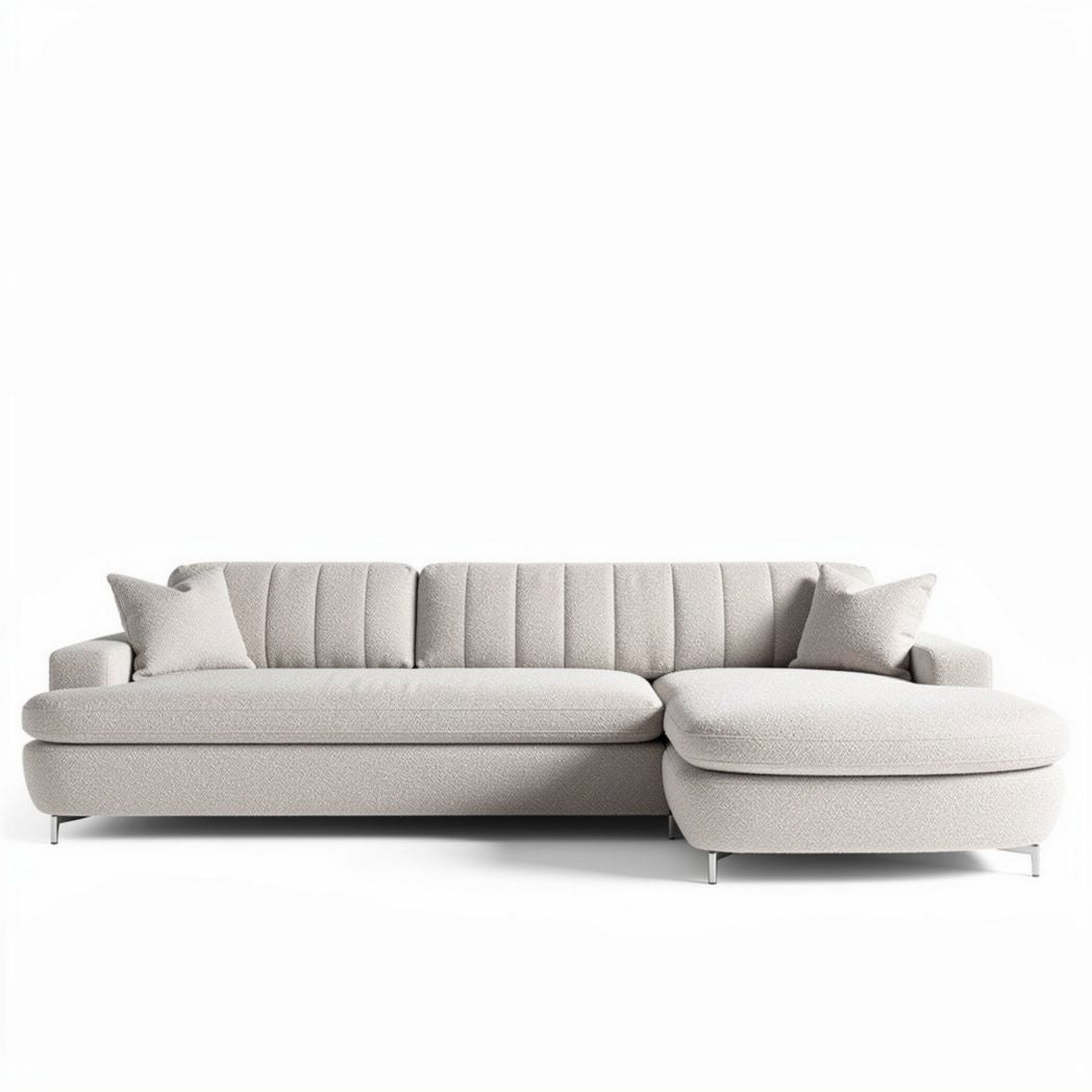 Canapé d'angle en tissu beige avec coussins amovibles dimensions 200 x 95 x 80cm