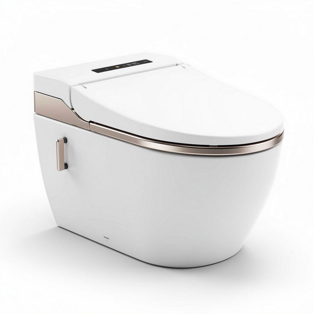 Toilette intelligente avec système de nettoyage intégré en céramique blanche 70 x 40 x 50cm